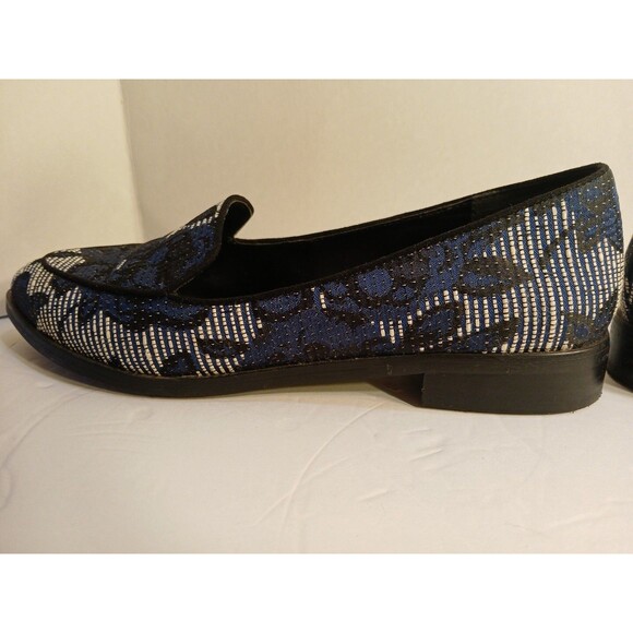 Sole Society 7.5 Winslow Navy Stripe Floral Jacquard Embroidery Loafer Pointed - Picture 7 of 16